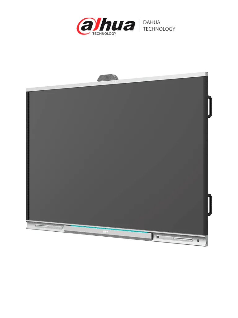 DAHUA DHI-LPH75-MC470-P-S2 - Pantalla Interactiva ofrece resolución 4K UHD, tamaño de 75", touch screen, sistema Android, cámara de 48MP, brillo de 350 cd/m², micrófono y altavoces integrados en un resistente case metálico.