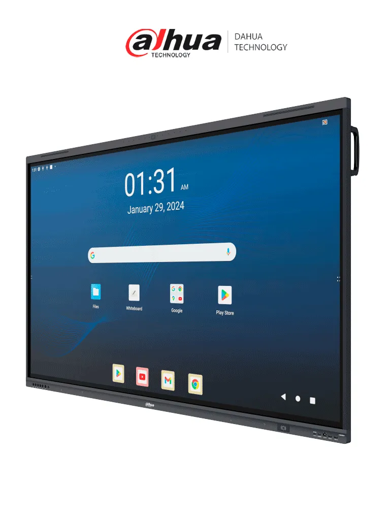 DAHUA DHI-LPH75-MC480-U-S - Pantalla Interactiva de 75” 4K UHD, con Android, cámara de 48MP, micrófono y altavoces integrados. Ideal para educación y oficinas, compatible con apps de google meet (Teams, Gmail, Youtube, Play store)/Certificación EDLA